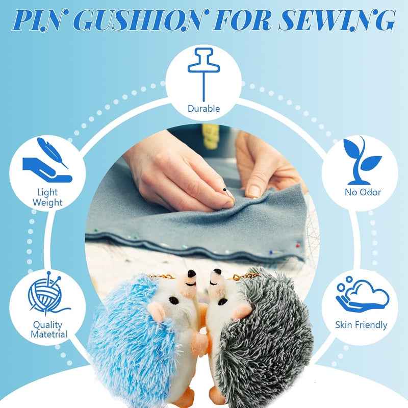 SolidGnik 2 Hedgehog Sewing Pincushion with 200 Pieces Sewing Pins Set for Sewing DIY Projects - Image 3